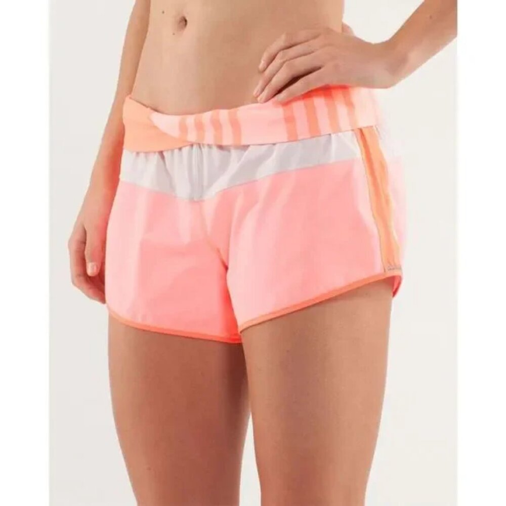 Lululemon Athletica Run Pace Coral and Beige Athletic Shorts